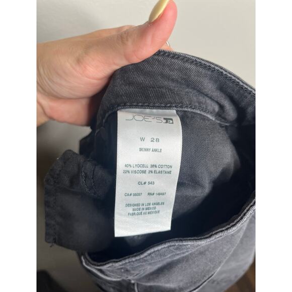 Joes Jeans Black High Rise Raw Hem Skinny Ankle Denim Stretch Jeans Size 28 - Picture 6 of 7